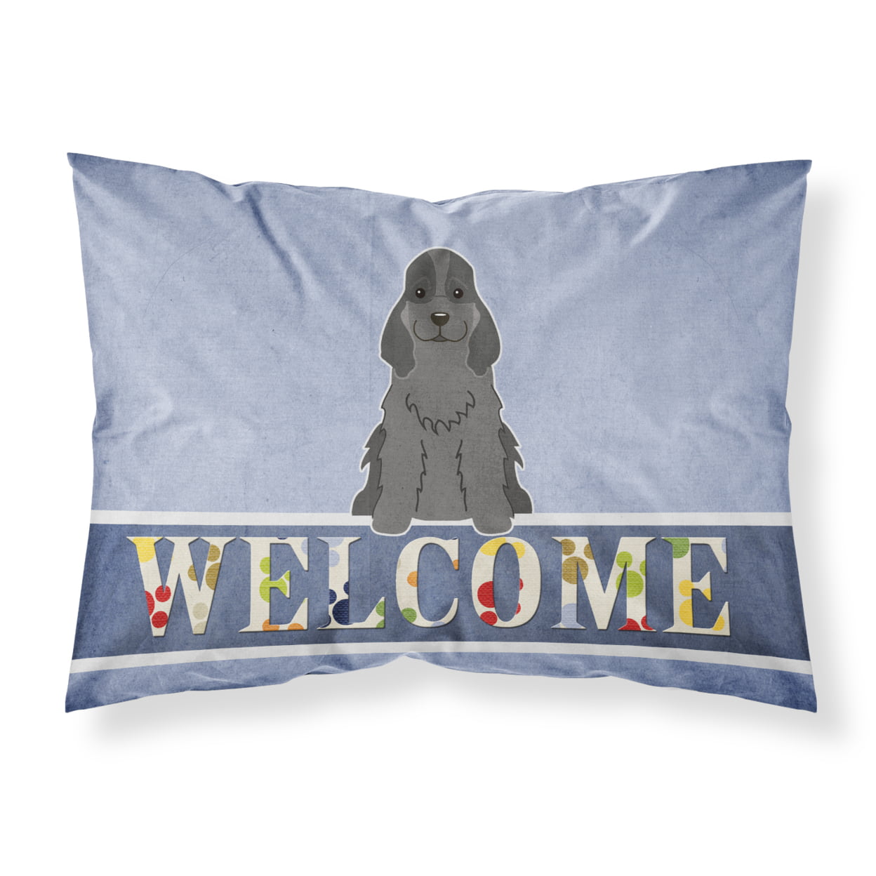 BB5673PILLOWCASE Cocker Spaniel Black Welcome Fabric Standard Pillowcase