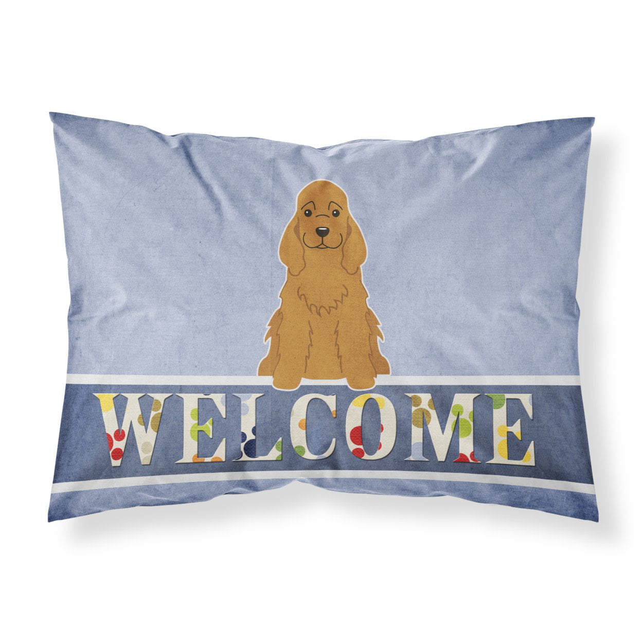Cocker Spaniel Red Welcome Fabric Standard Pillowcase