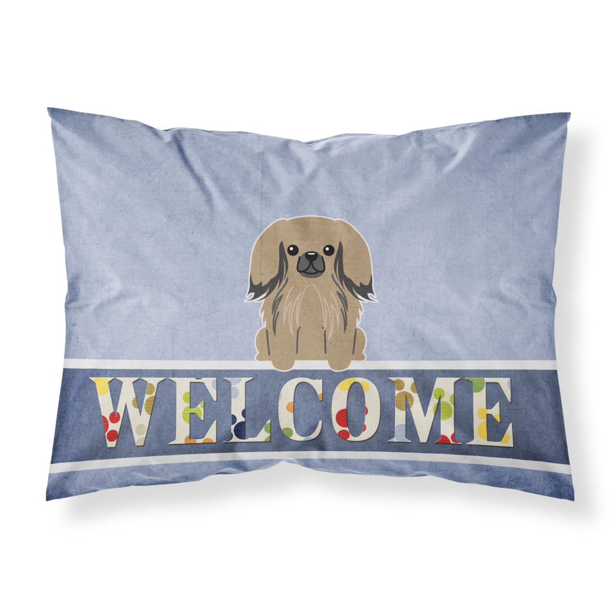 Pekingnese Tan Welcome Fabric Standard Pillowcase