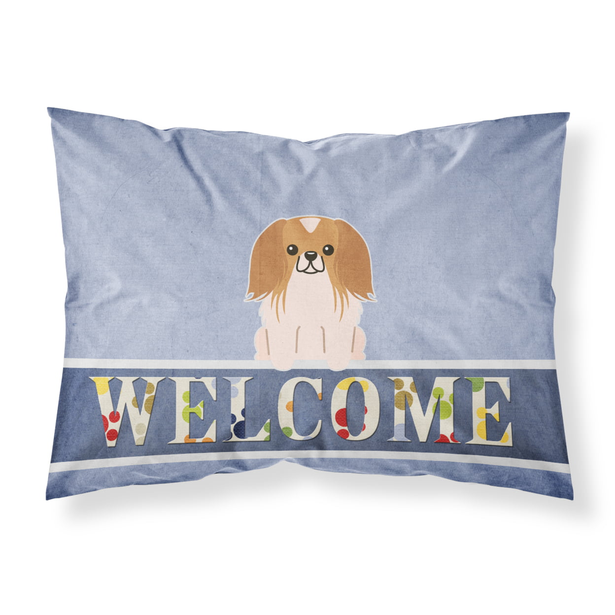 Pekingnese Red White Welcome Fabric Standard Pillowcase