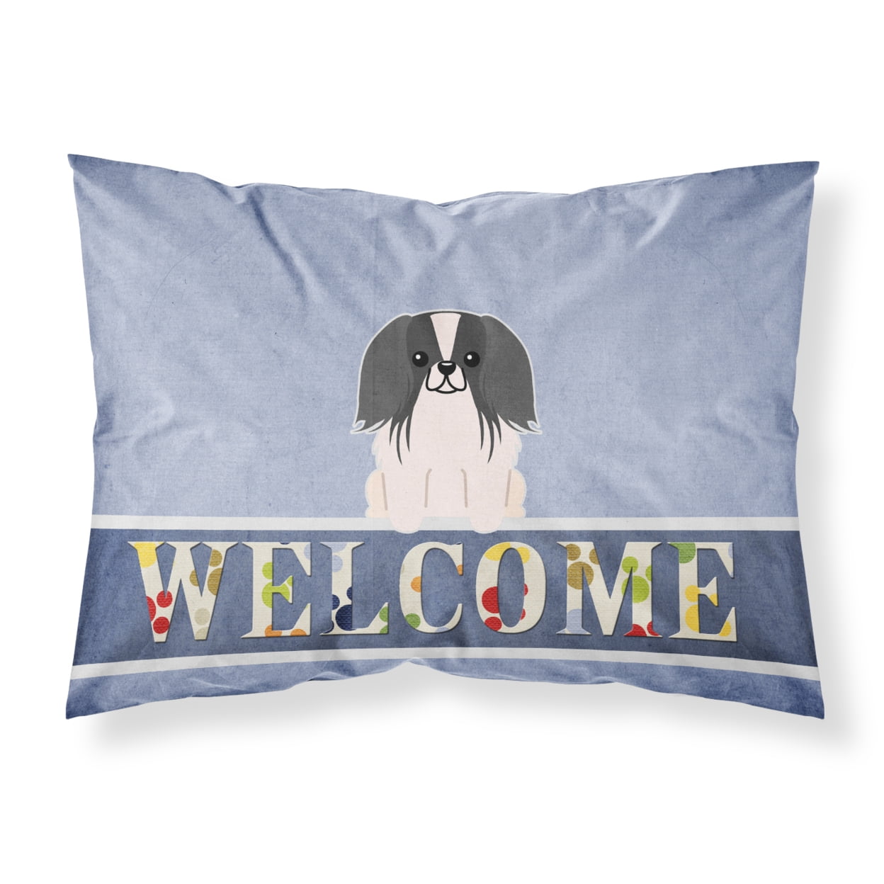 Pekingnese Black & White Welcome Fabric Standard Pillowcase