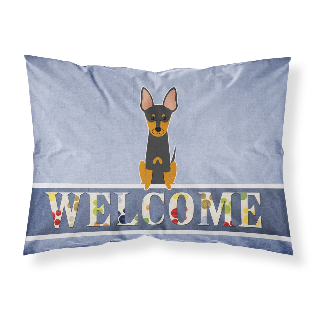 English Toy Terrier Welcome Fabric Standard Pillowcase