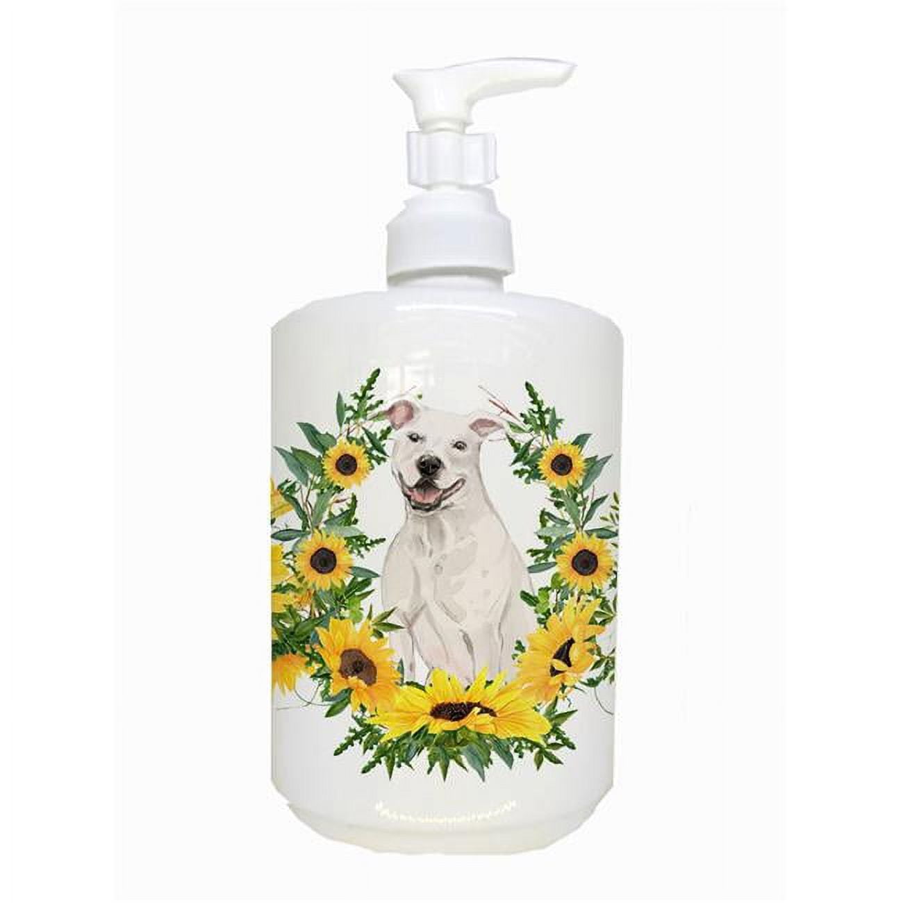 White Staffordshire Bull Terrier Ceramic Soap Dispenser
