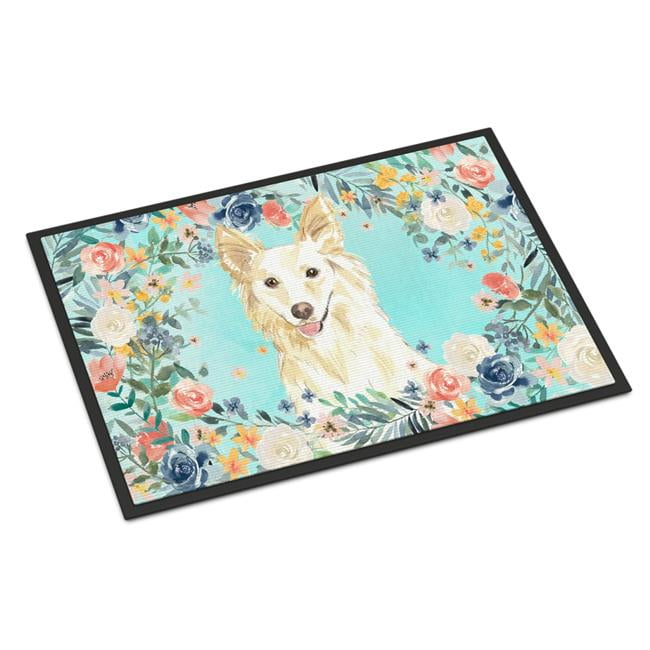 18 x 27 in. White Collie Indoor or Outdoor Mat