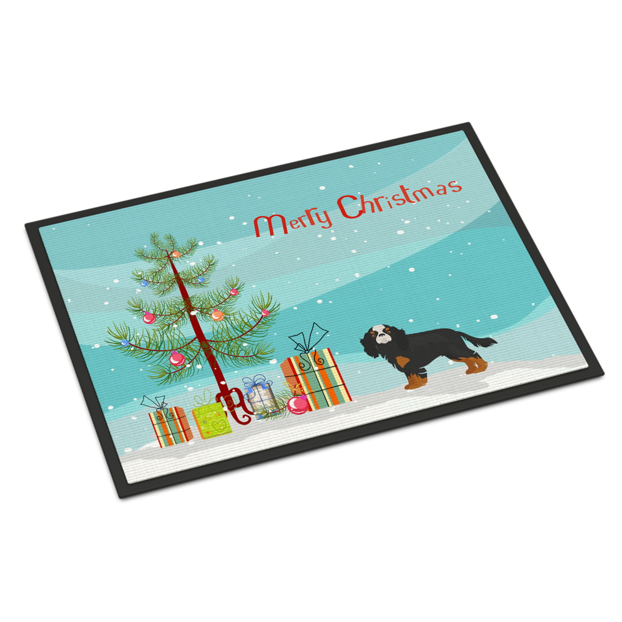 CK3465MAT 18 x 27 in. Cavalier King Charles Spaniel Christmas Tree Indoor or Outdoor Mat