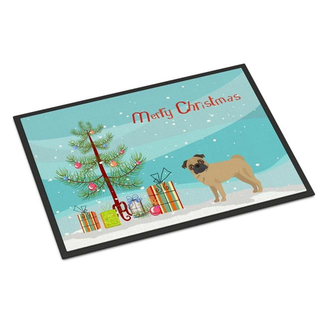 18 x 27 in. Pug Christmas Tree Indoor or Outdoor Mat