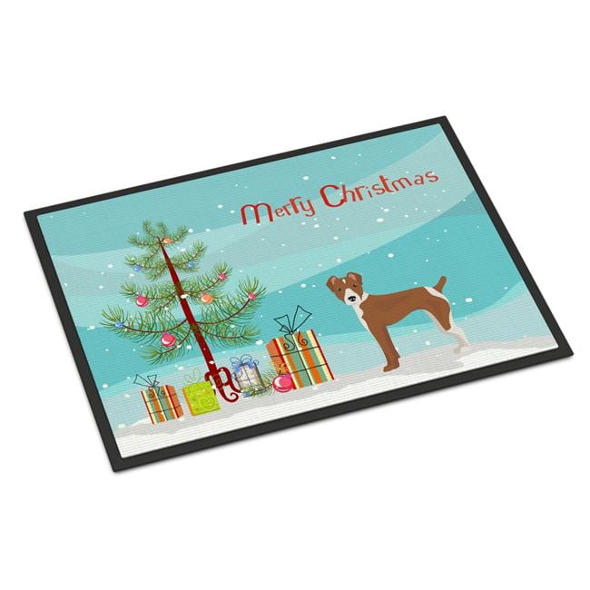 18 x 27 in. Rat Terrier Christmas Tree Indoor or Outdoor Mat