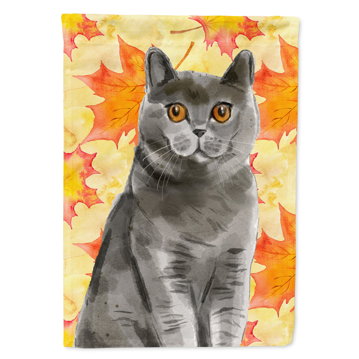 British Shorthair Fall Leaves Garden Size Flag