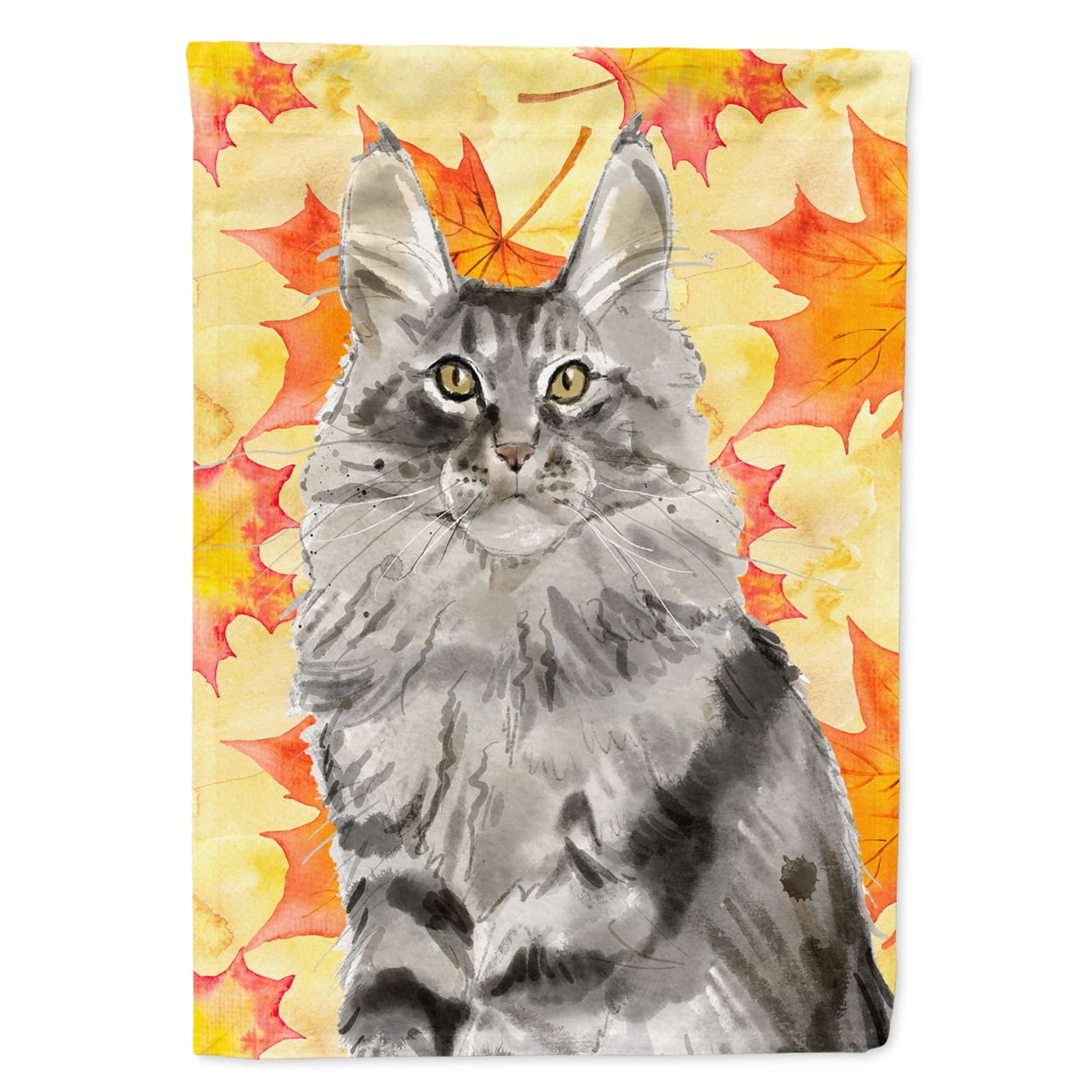 Maine Coon Fall Leaves Garden Size Flag