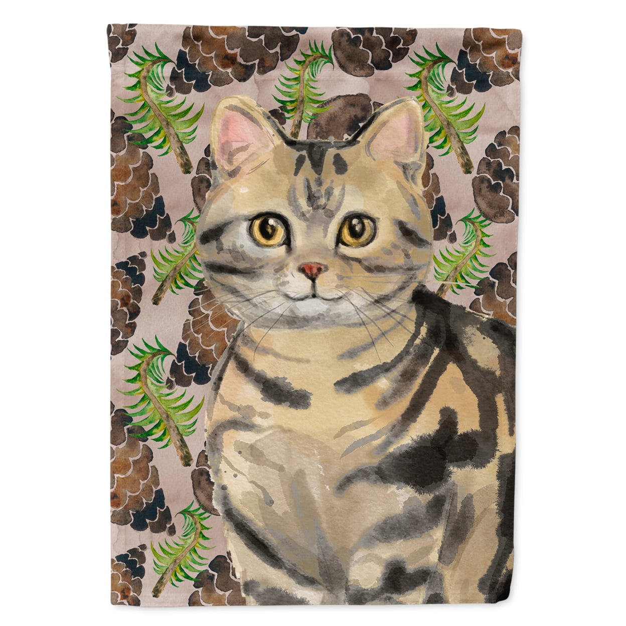 American Shorthair Brown Tabby Pine Cones Garden Size Flag