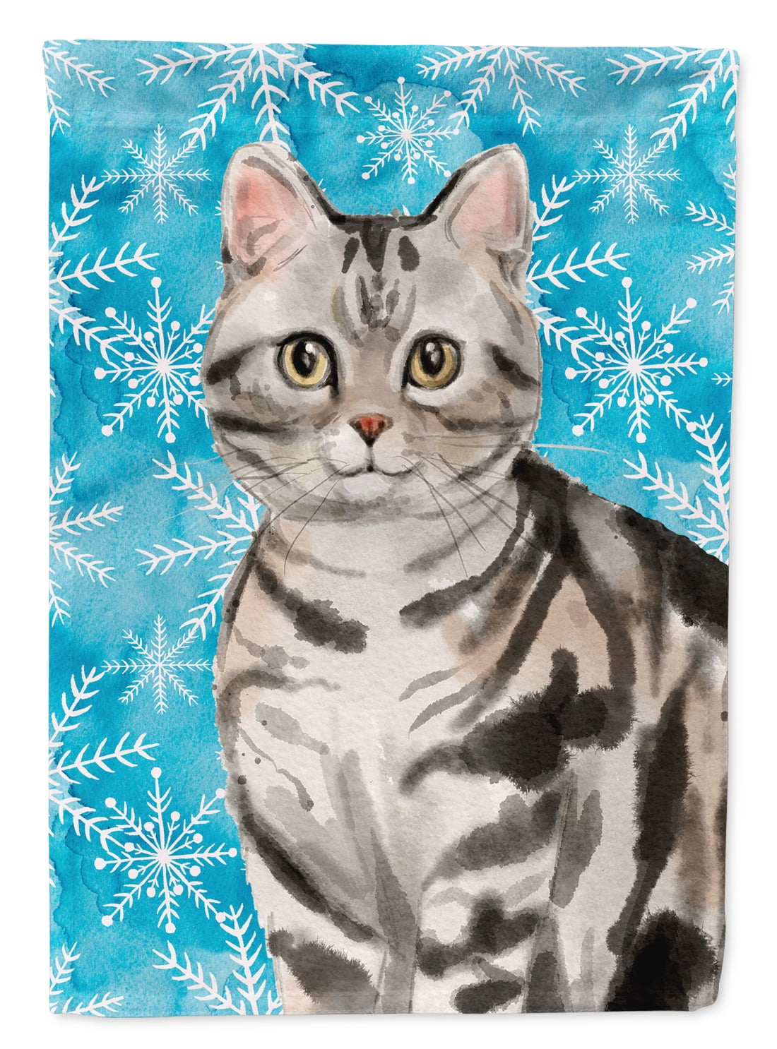 American Shorthair Winter Snowflake Garden Size Flag