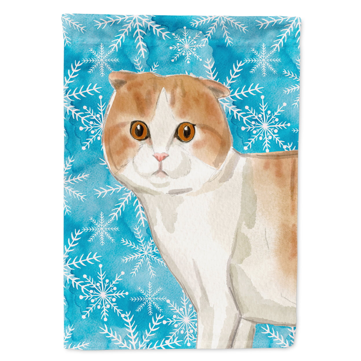 Scottish Fold Winter Snowflake Garden Size Flag