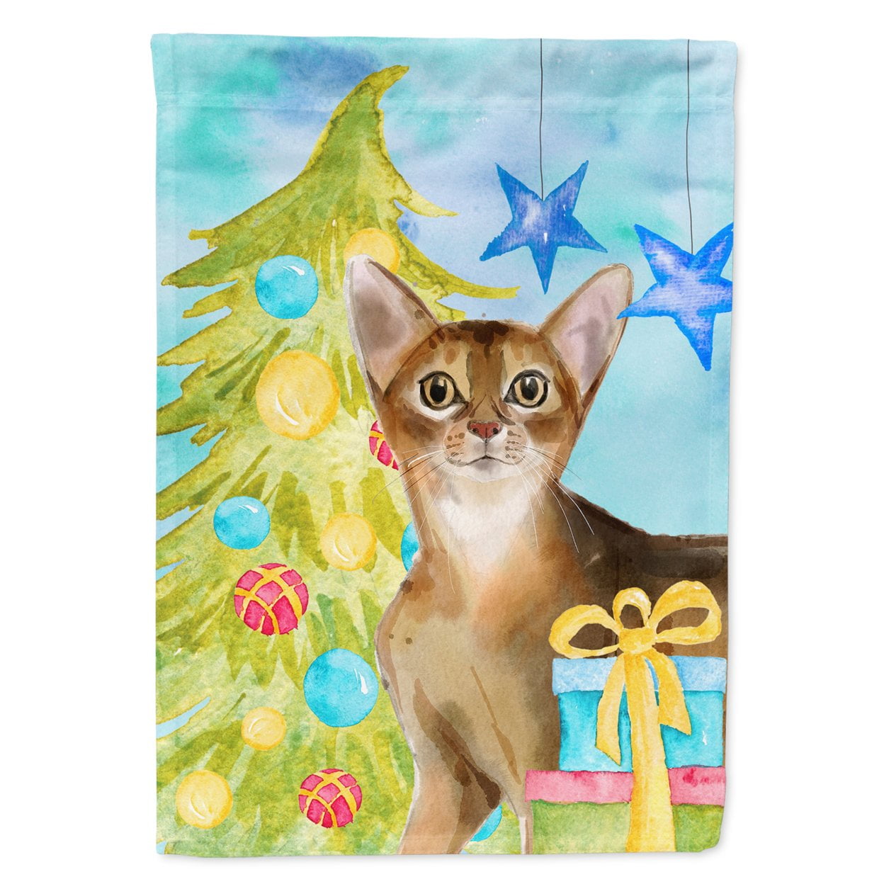 Abyssinian Christmas Presents Garden Size Flag