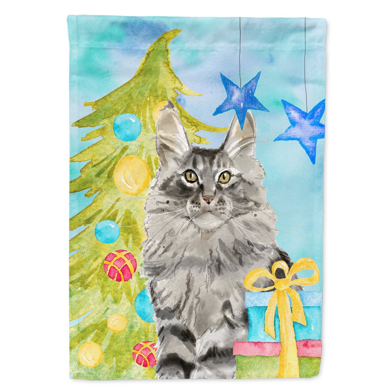 Maine Coon Christmas Presents Garden Size Flag