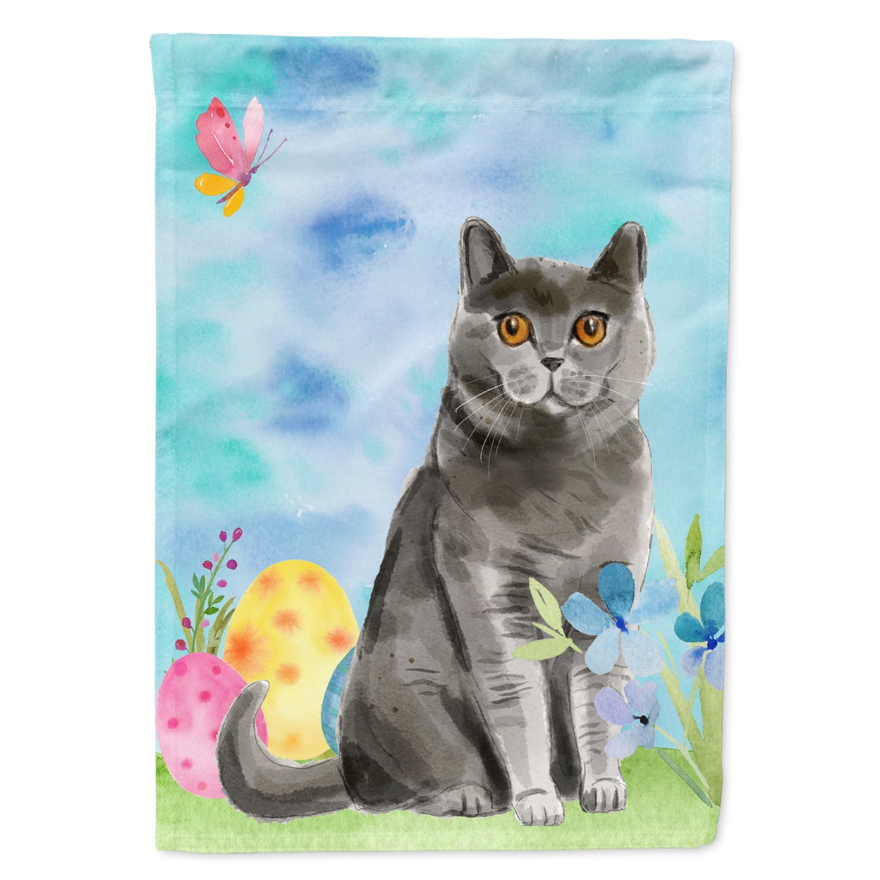 British Shorthair Easter Eggs Garden Size Flag