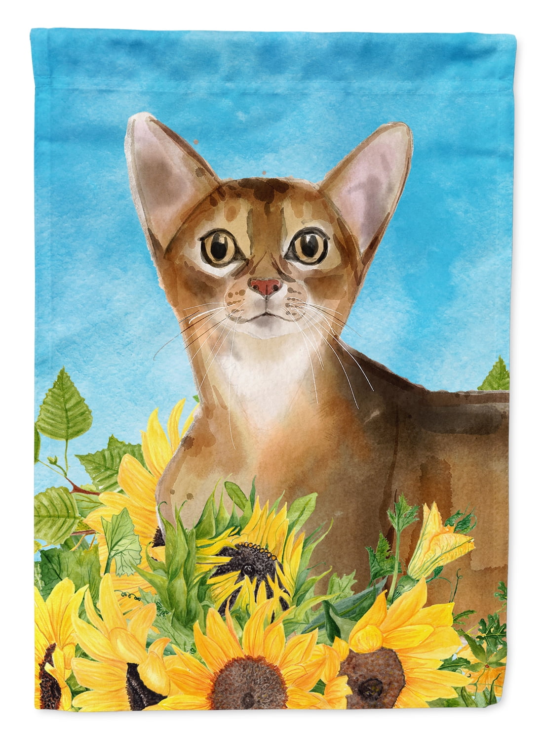 Abyssinian in Sunflowers Garden Size Flag