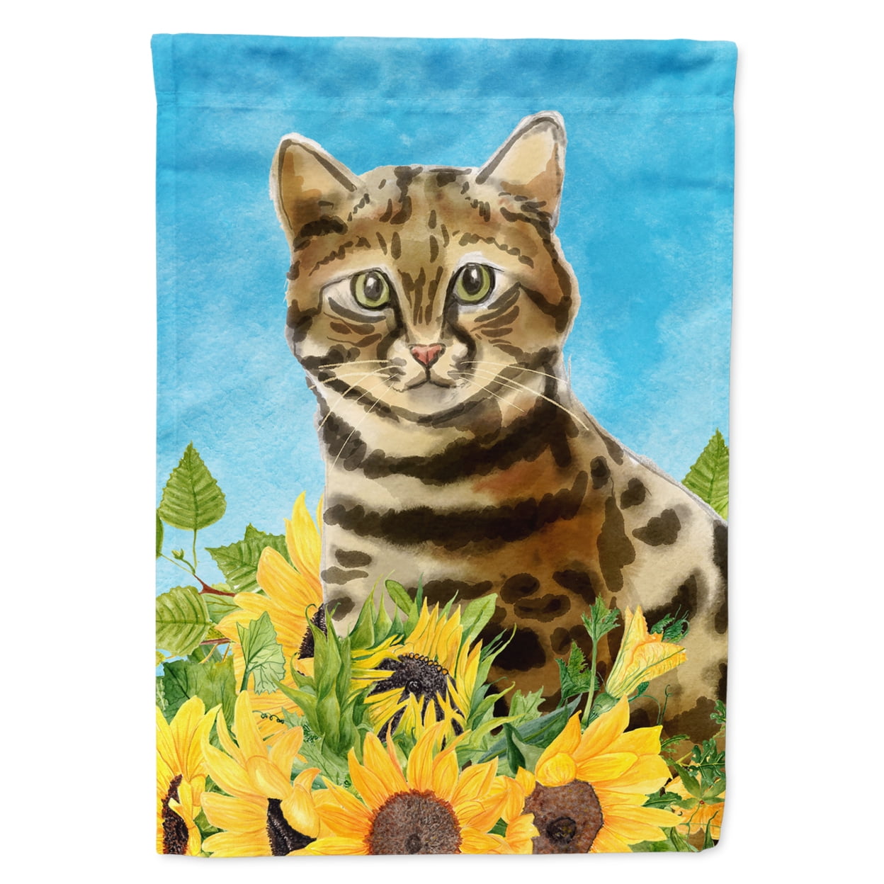 Bengal in Sunflowers Garden Size Flag