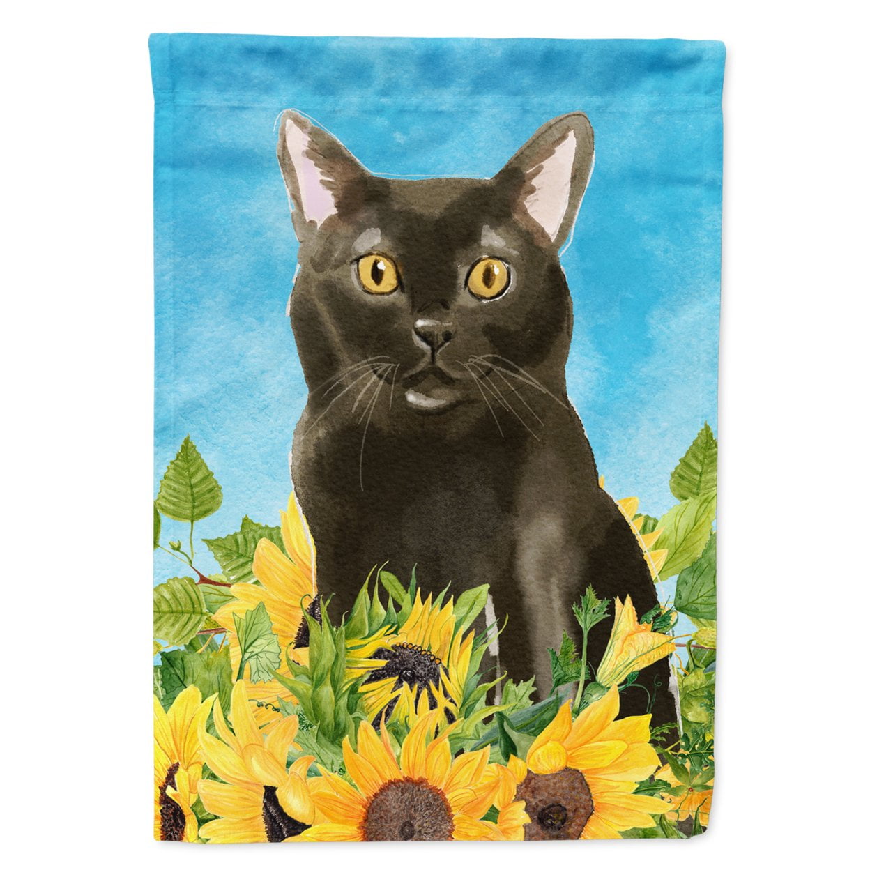 Bombay in Sunflowers Garden Size Flag