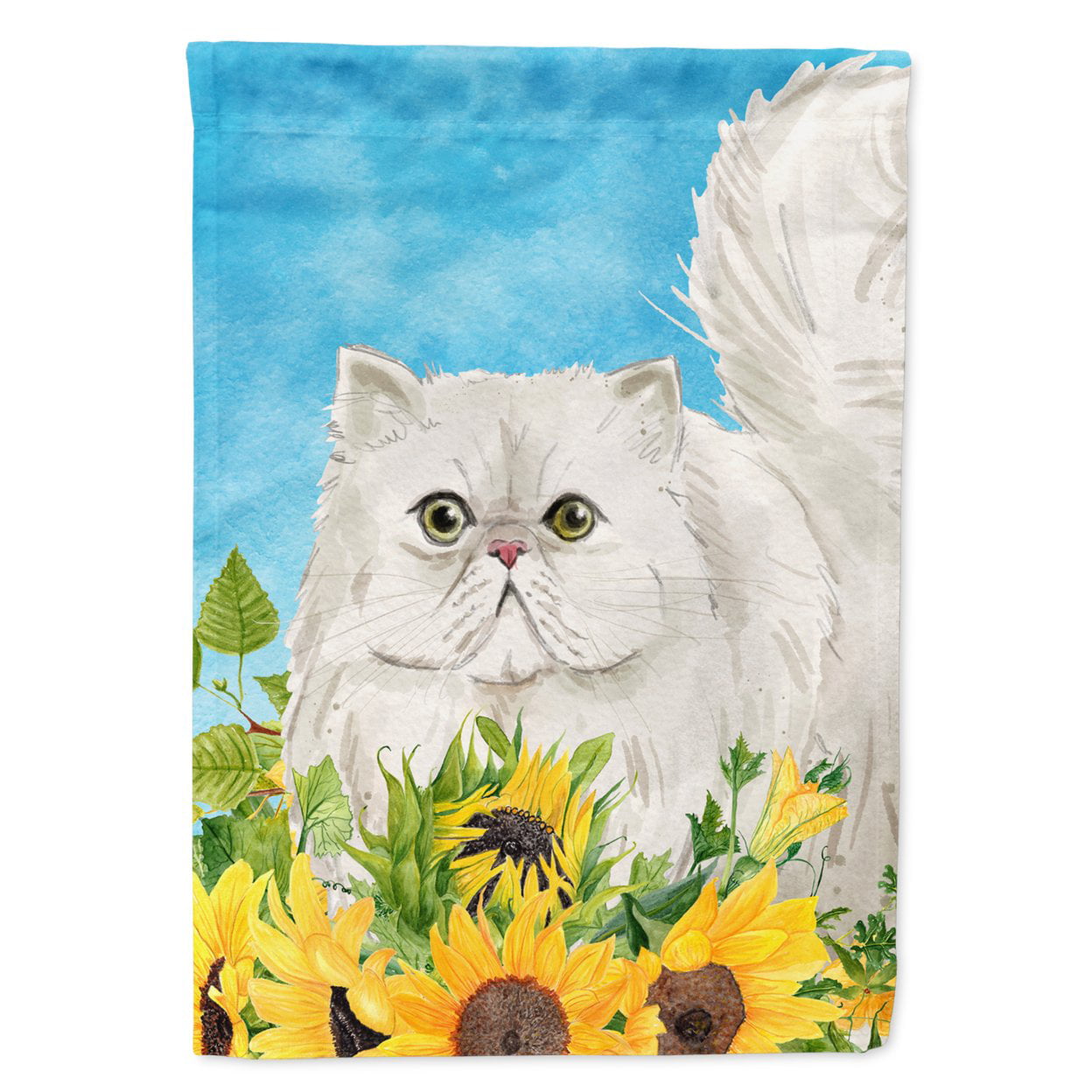 Persian in Sunflowers Garden Size Flag
