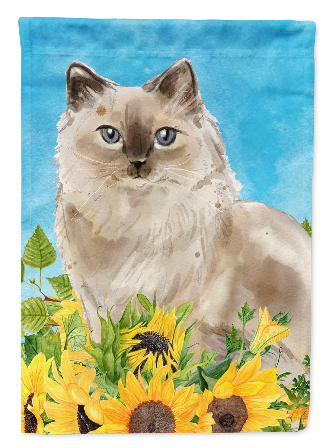 Ragdoll in Sunflowers Garden Size Flag