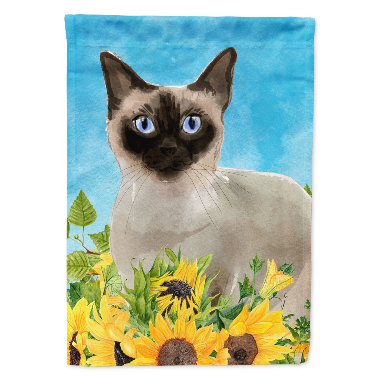 Siamese in Sunflowers Garden Size Flag