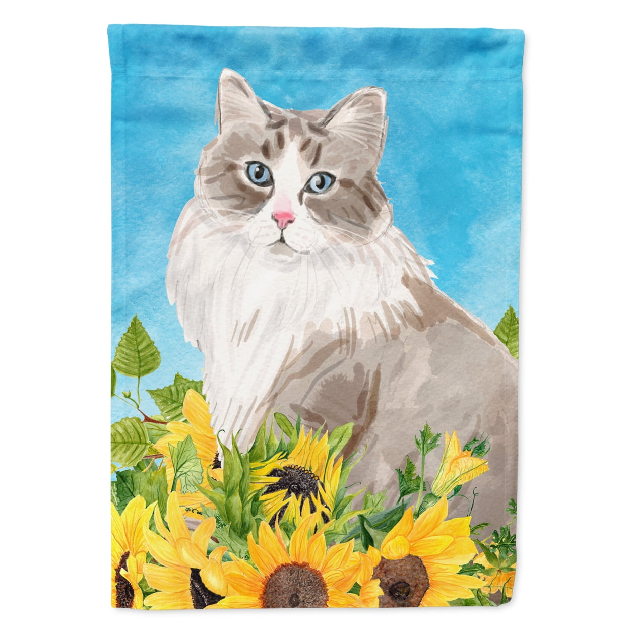 Siberian in Sunflowers Garden Size Flag