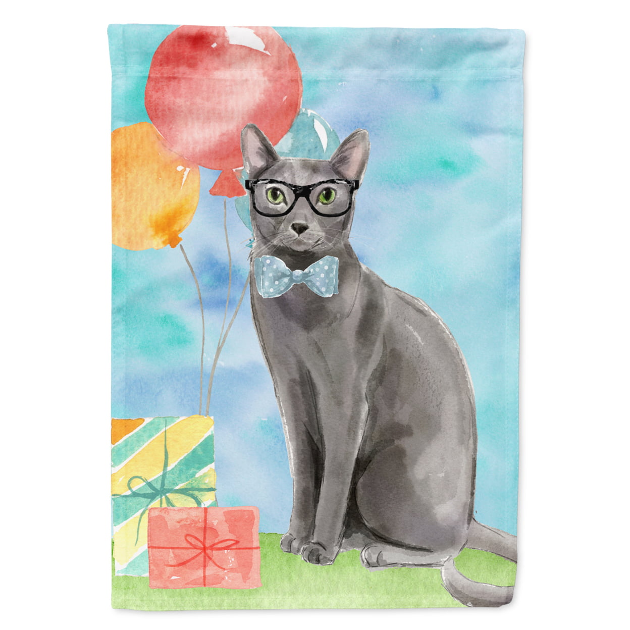 Blue Russian Happy Birthday Garden Size Flag