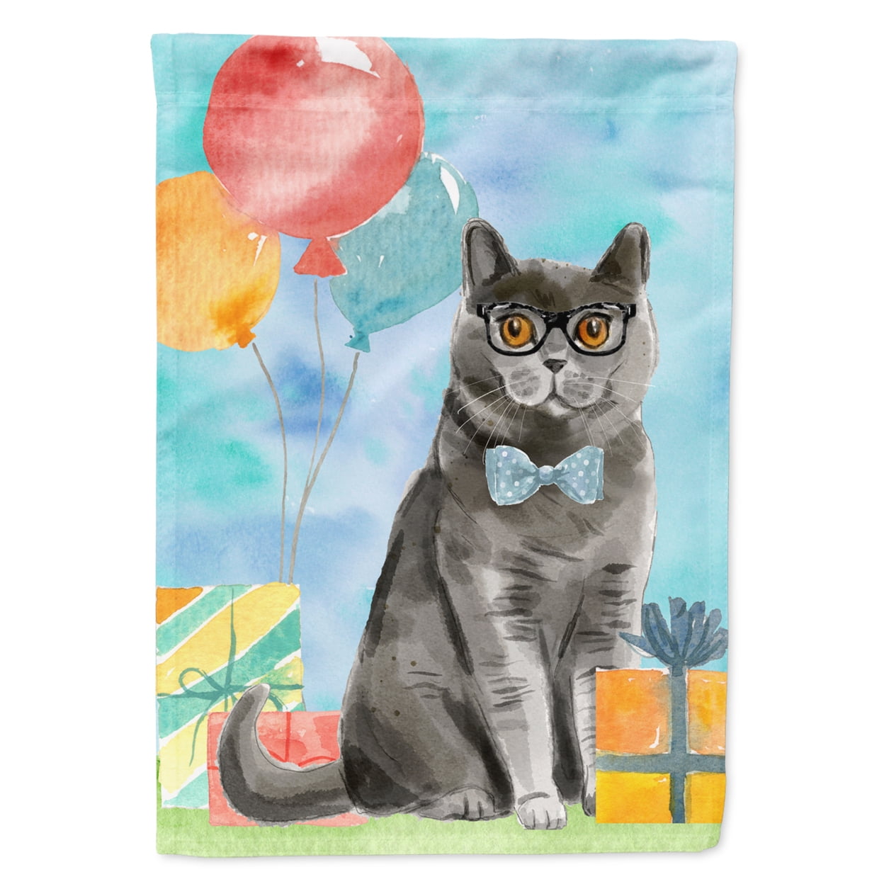 British Shorthair Happy Birthday Garden Size Flag