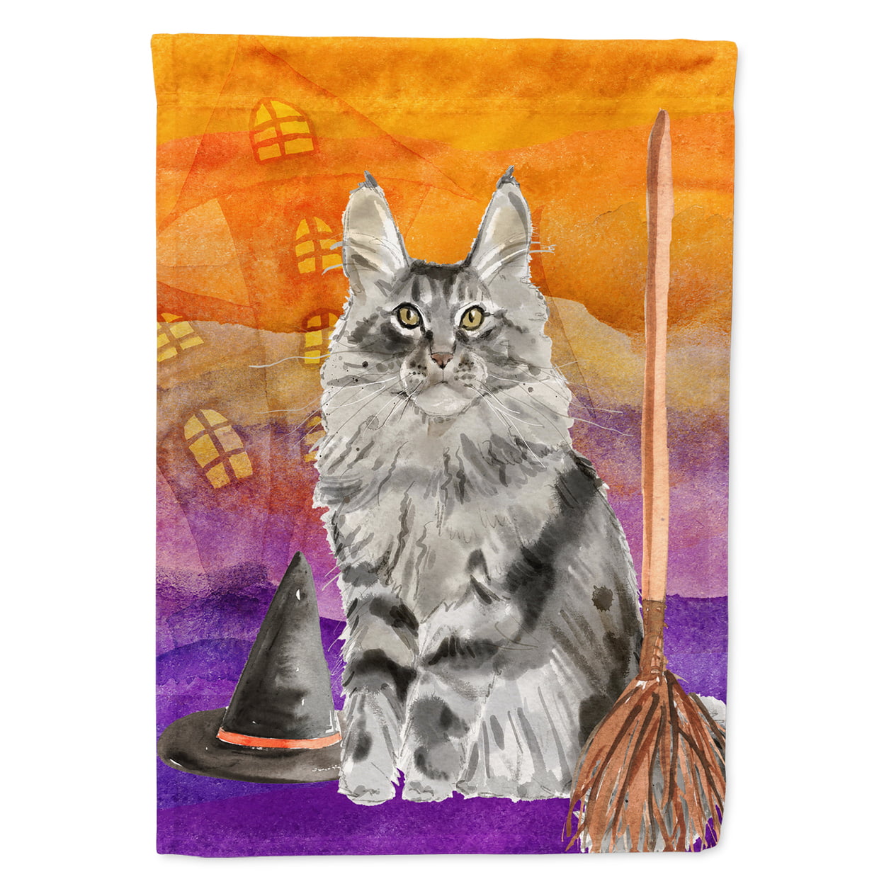 Maine Coon Halloween Garden Size Flag