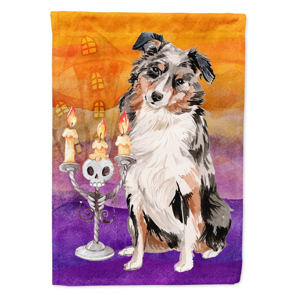 CK3196GF Hallween Australian Shepherd Garden Size Flag