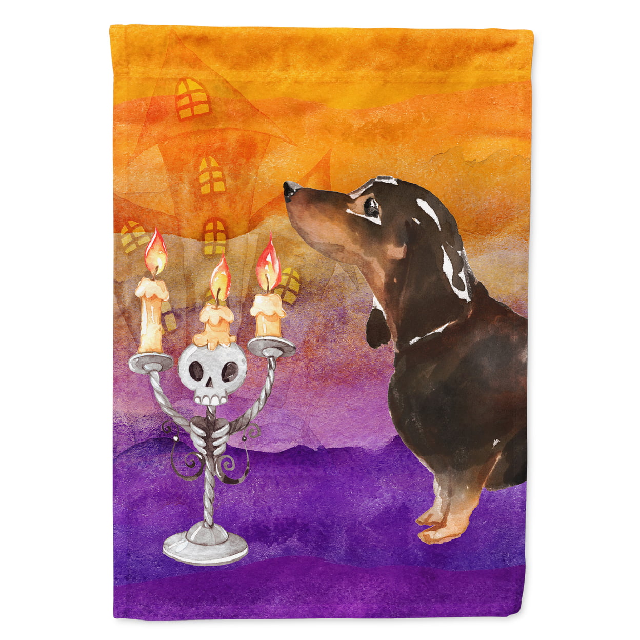 Hallween Black & Tan Dachshund Garden Size Flag