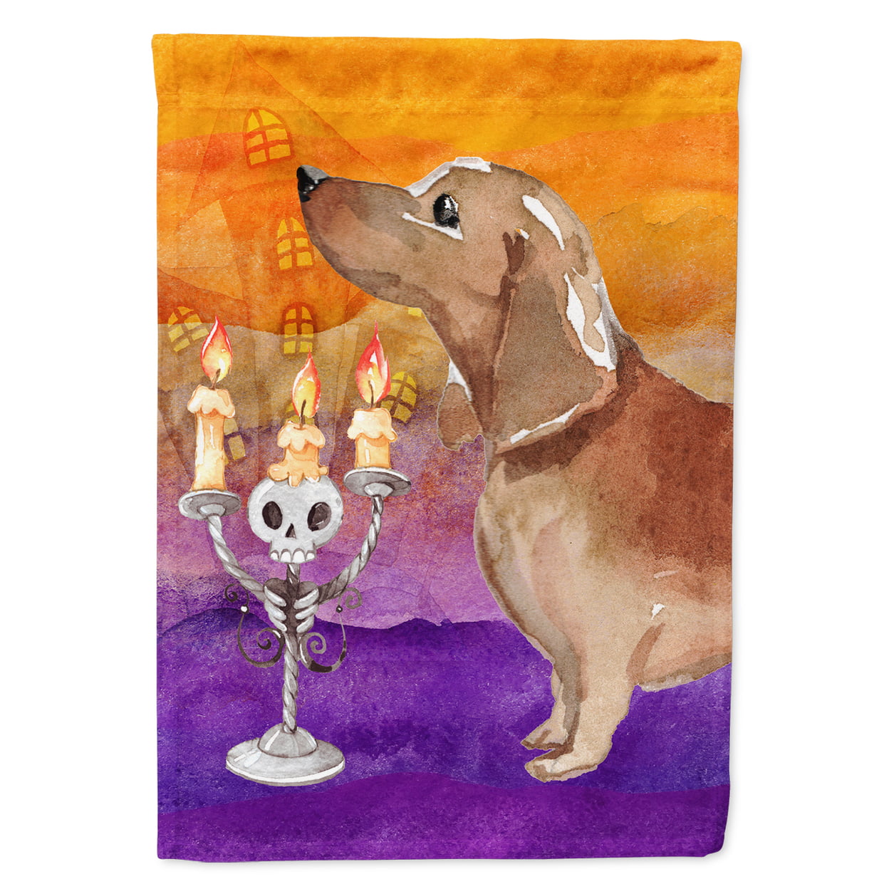 CK3205GF Hallween Red Dachshund Garden Size Flag