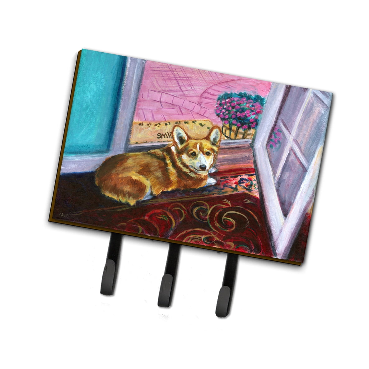 Corgi Watching From the Door Leash or Key Holder
