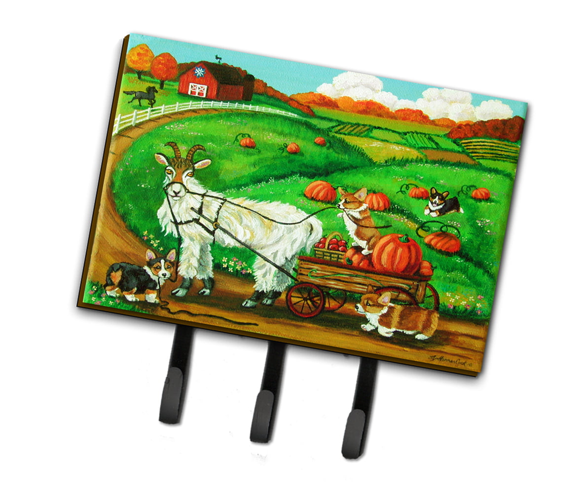 Corgi Pumpkin Ride With Goat Leash or Key Holder