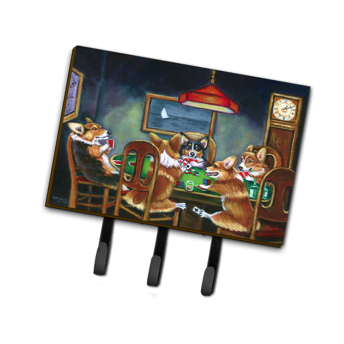 7416TH68 Corgi Playing Poker Leash or Key Holder