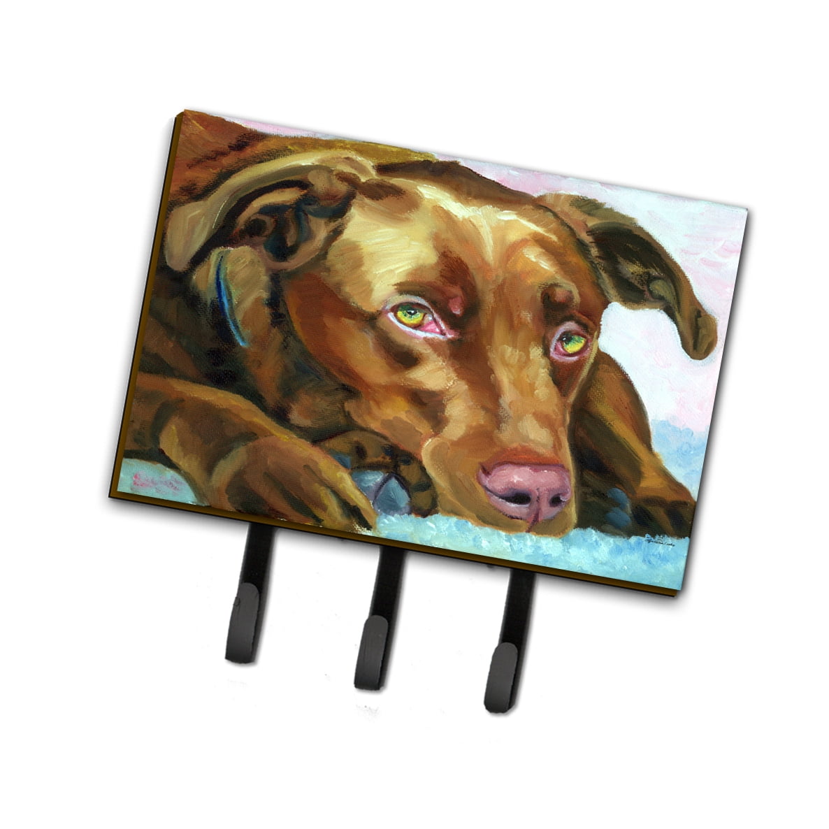 Chocolate Labrador Waiting Leash or Key Holder