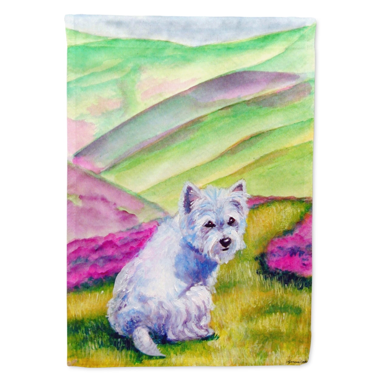 Westie Long Road Ahead Garden Size Flag