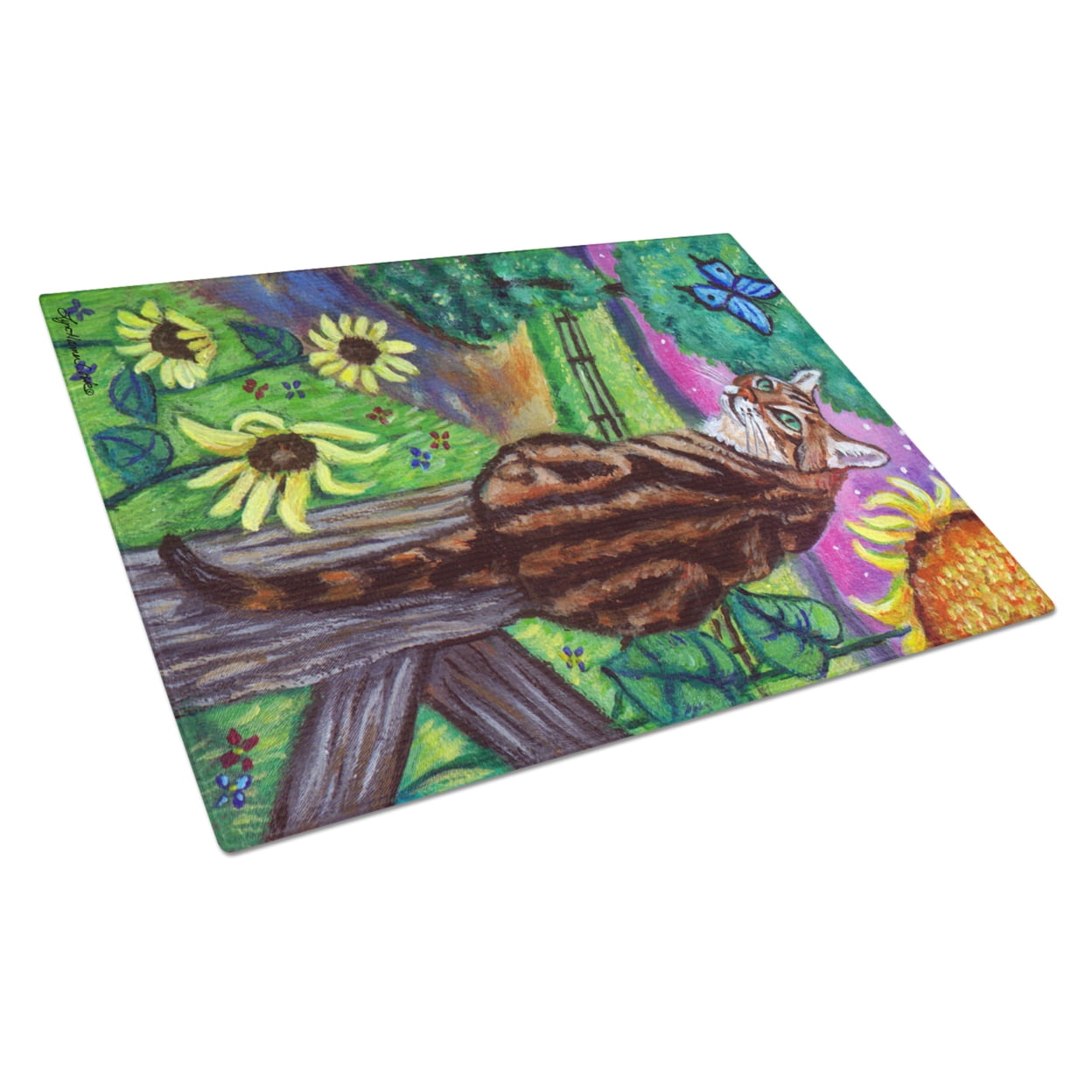 Picture of Carolines Treasures 7425LCB Bengal Cat Glass Cutting Board - Large