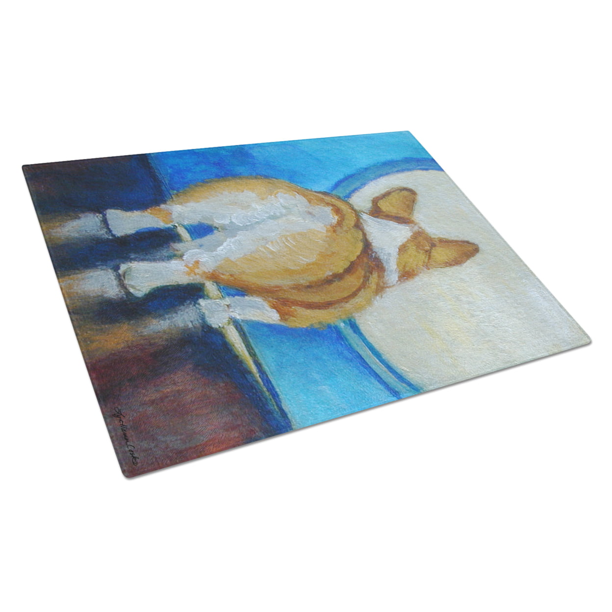 Picture of Carolines Treasures 7426LCB Corgi Butt Glass Cutting Board - Large