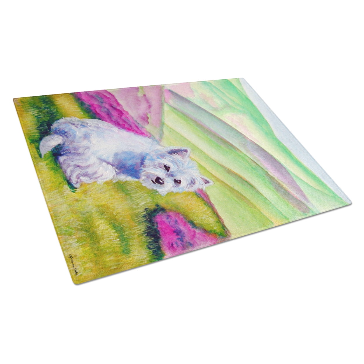 Picture of Carolines Treasures 7429LCB Westie Long Road Ahead Glass Cutting Board - Large