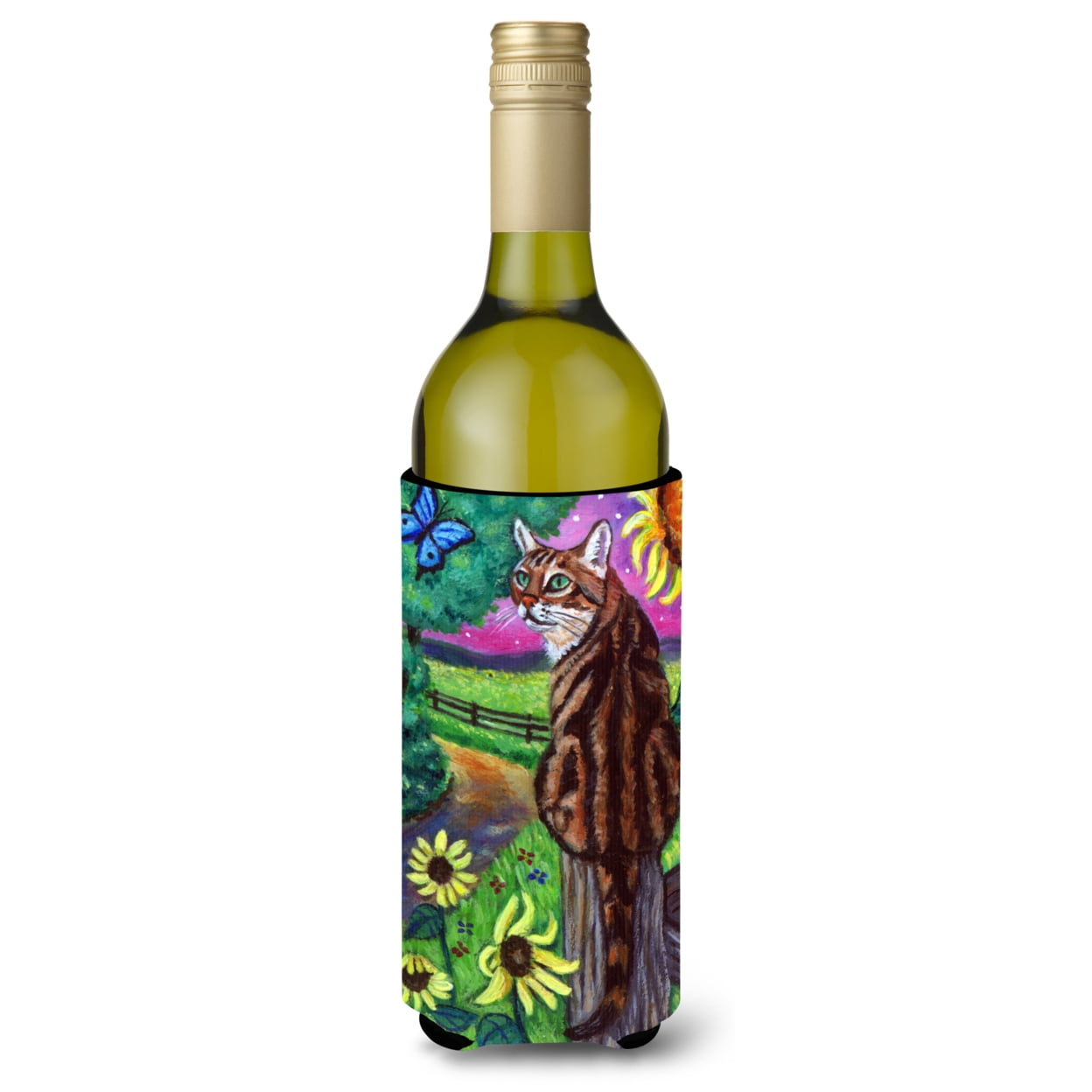 Picture of Carolines Treasures 7425LITERK Bengal Cat Wine Bottle Beverage insulator Hugger