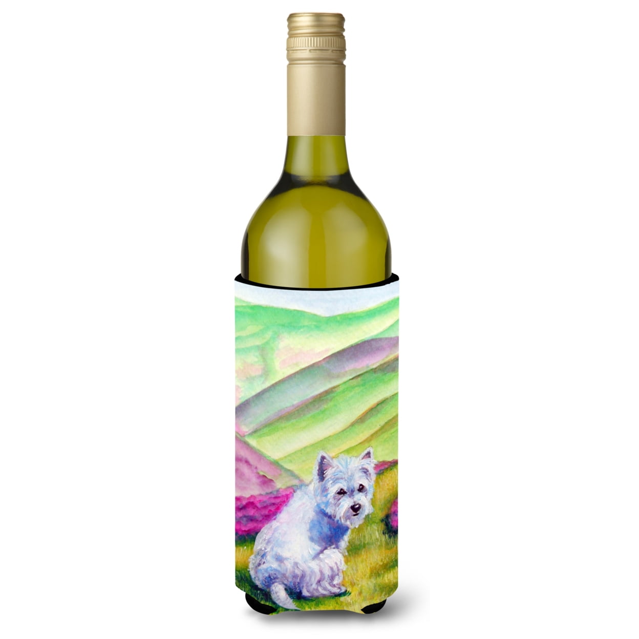Picture of Carolines Treasures 7429LITERK Westie Long Road Ahead Wine Bottle Beverage Insulator Hugger