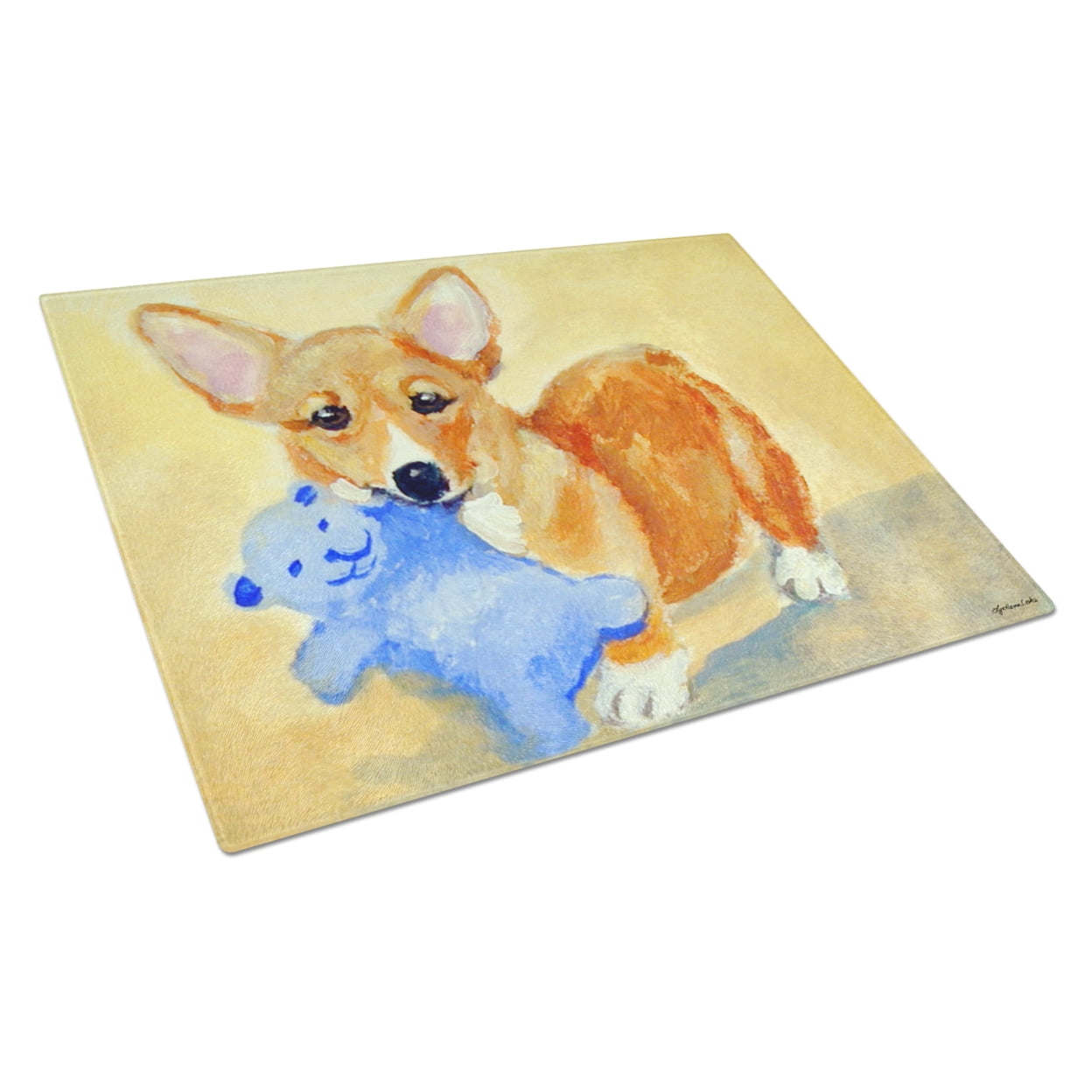 Picture of Carolines Treasures 7432LCB Corgi & Teddy Bear Glass Cutting Board - Large