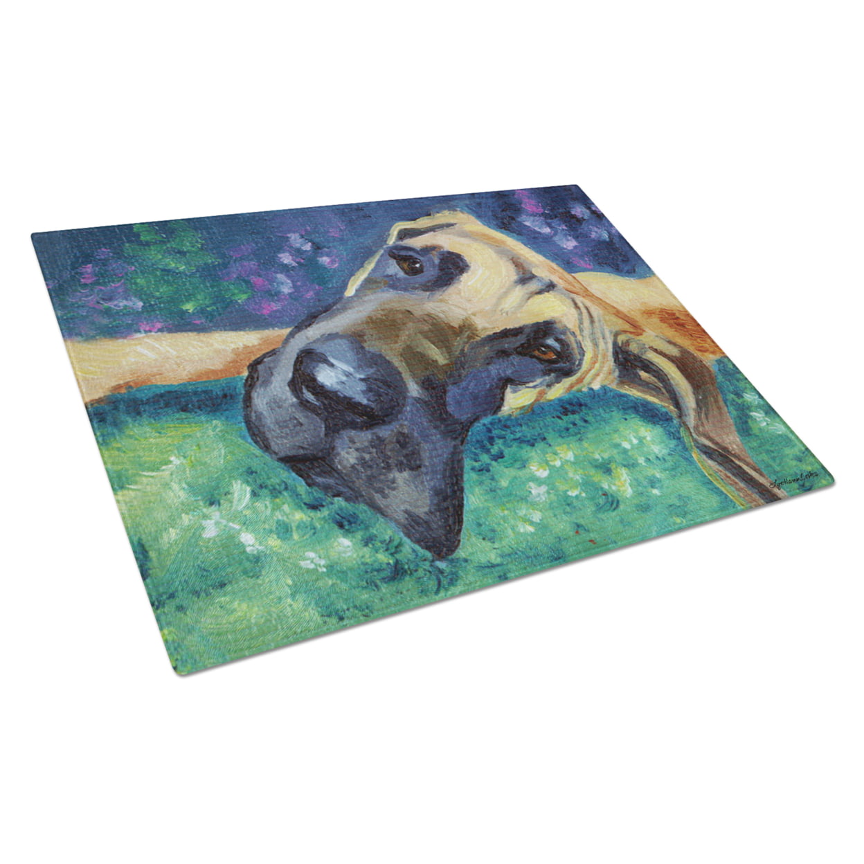 Picture of Carolines Treasures 7434LCB Great Dane Hard Day Glass Cutting Board - Large