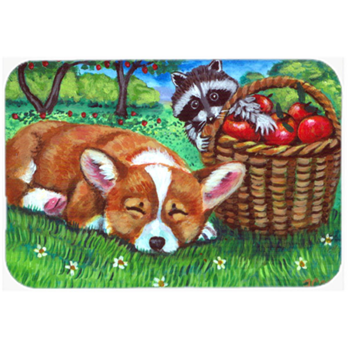 7430MP Corgi With the Racoon Apple Thief Mouse Pad, Hot Pad or Trivet