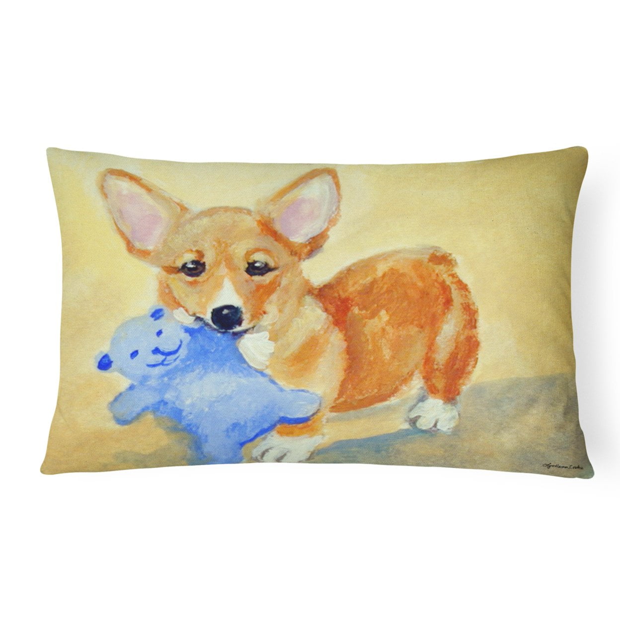 Corgi & Teddy Bear Fabric Decorative Pillow