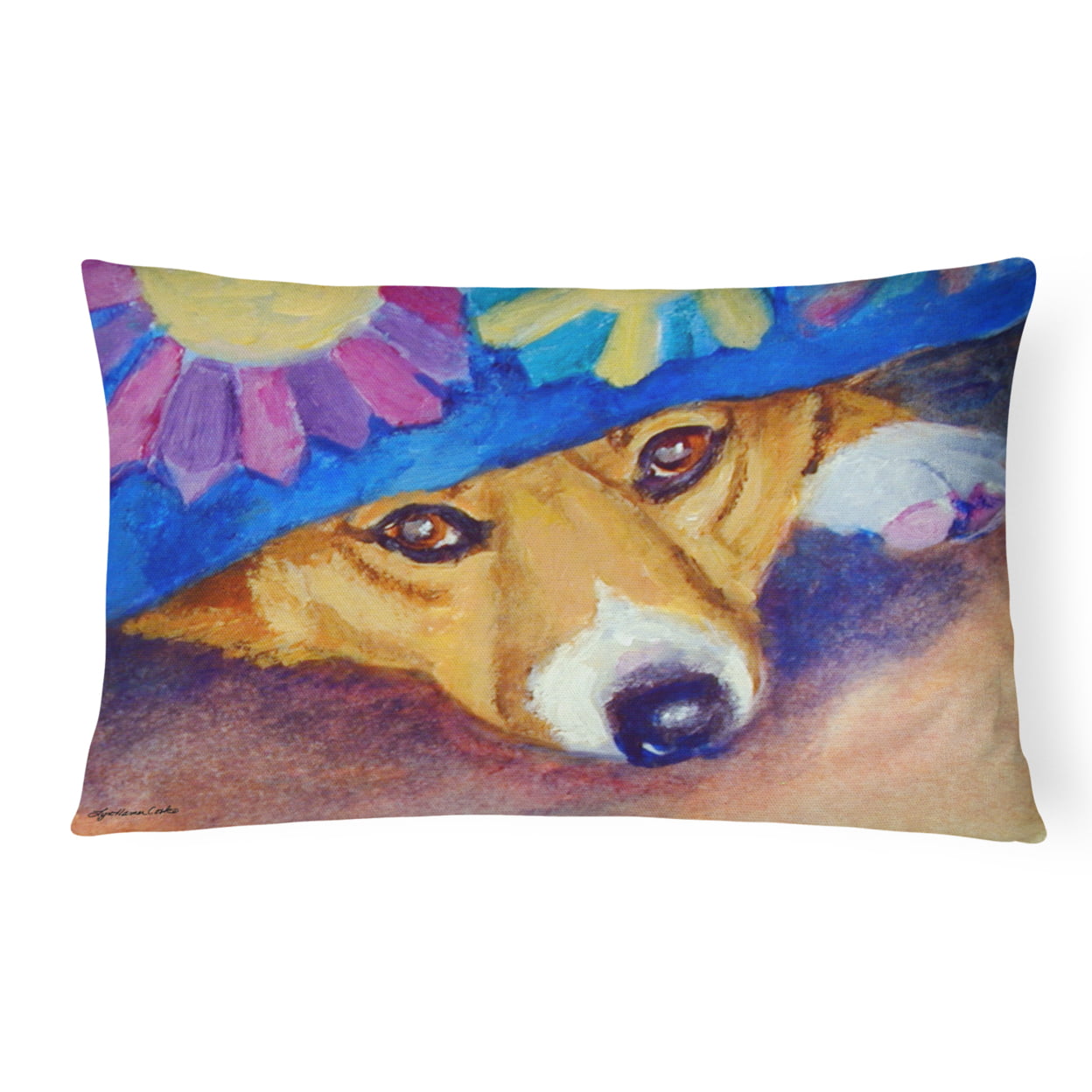 Peek-A-Boo Corgi Fabric Decorative Pillow