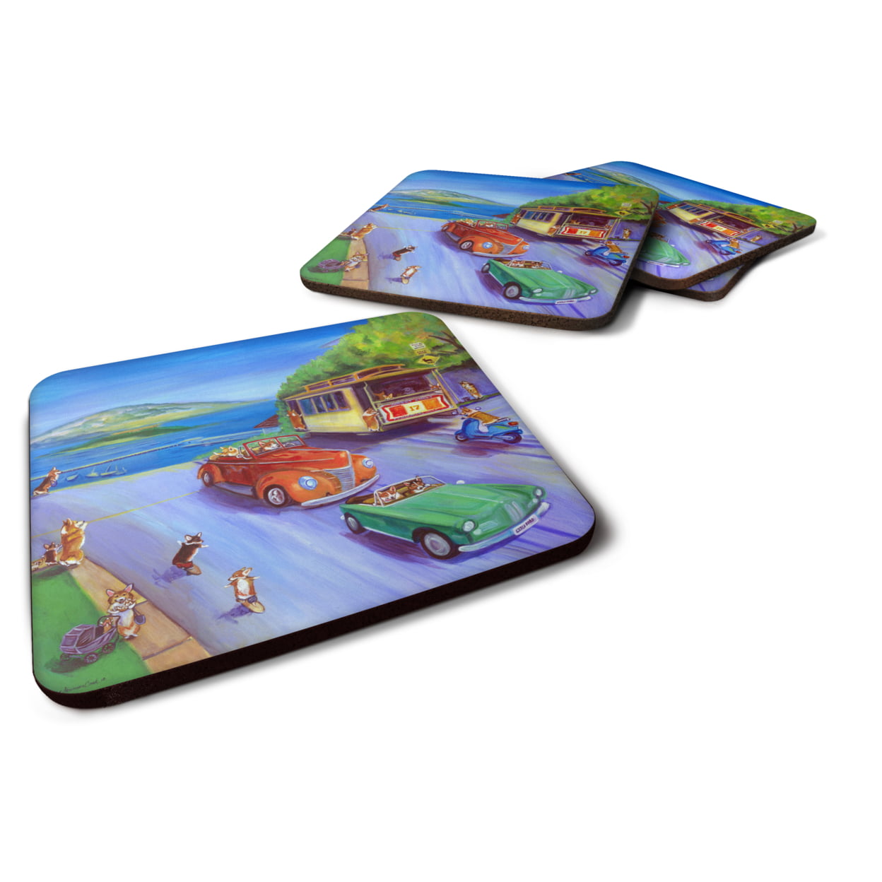 Picture of Carolines Treasures 7436FC Corgi Hyde Park Foam Coasters