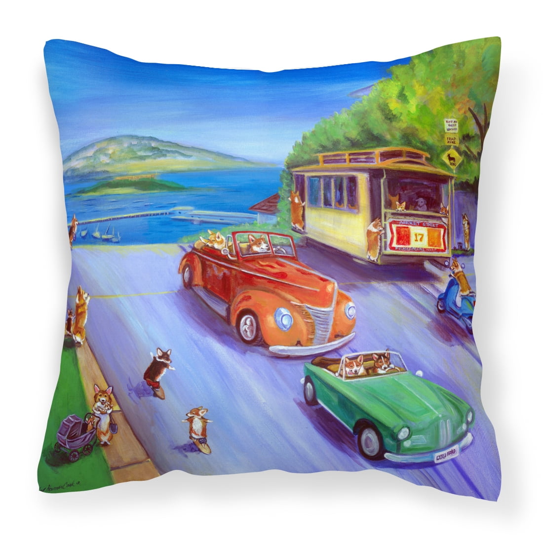 Corgi Hyde Park Fabric Decorative Pillow