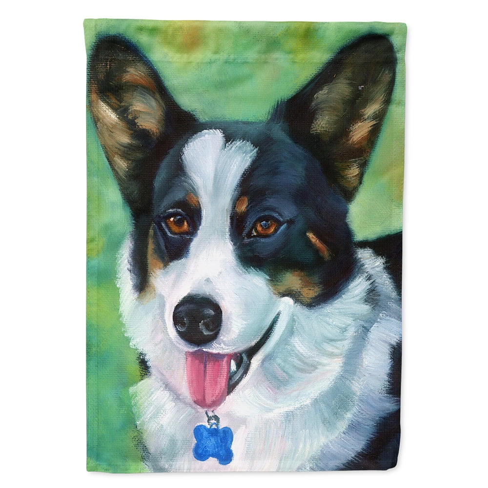 Corgi with Blue Tag Flag Canvas House Size